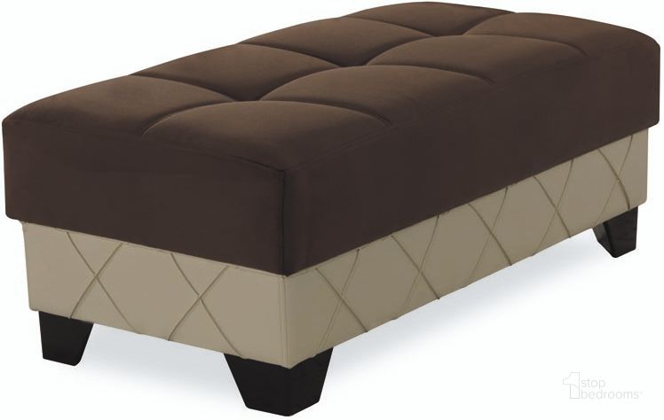 The appearance of Casamode Molina Dark Brown Cream Ottoman designed by Casamode in the modern / contemporary interior design. This cream piece of furniture  was selected by 1StopBedrooms from Molina Collection to add a touch of cosiness and style into your home. Sku: MOL-O-DBN. Material: Microsuede. Product Type: Ottoman.