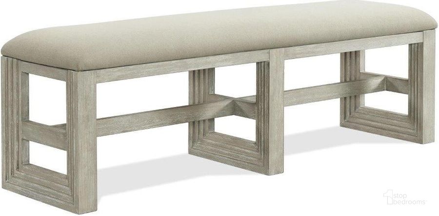 The appearance of Cascade Dovetail Upholstered Dining Bench designed by Riverside Furniture in the modern / contemporary interior design. This beige piece of furniture  was selected by 1StopBedrooms from Cascade Collection to add a touch of cosiness and style into your home. Sku: 73444. Product Type: Dining Bench. Image1