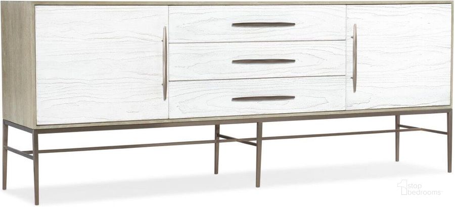 The appearance of Cascade Entertainment Console designed by Hooker in the transitional interior design. This white piece of furniture  was selected by 1StopBedrooms from Cascade Collection to add a touch of cosiness and style into your home. Sku: 6120-55480-05. Material: Wood. Product Type: Console. Image1