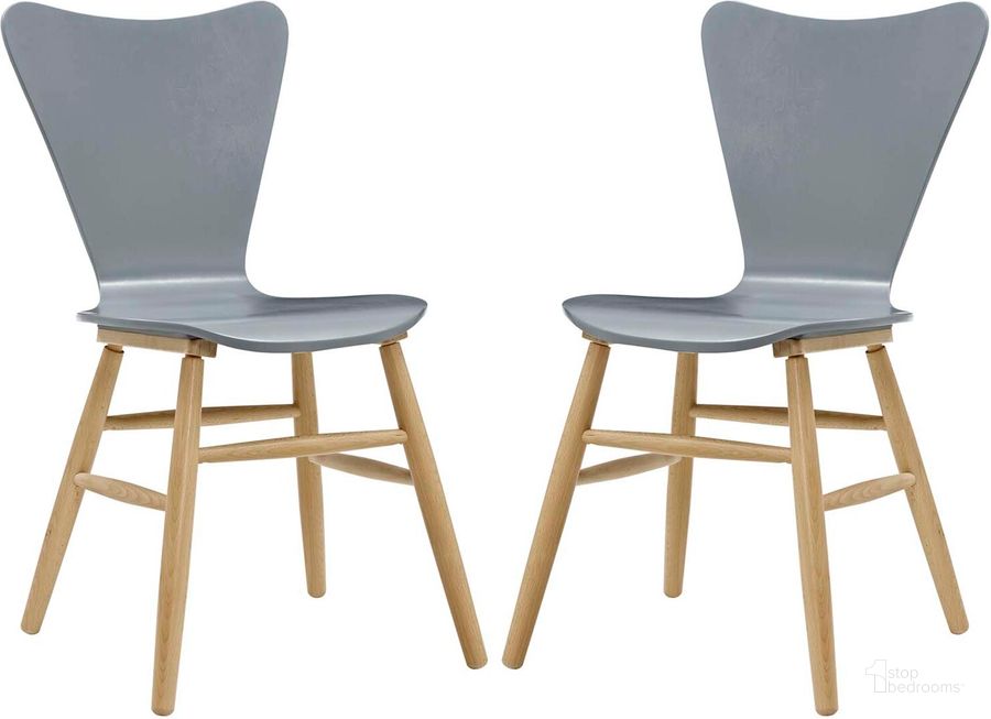 The appearance of Cascade Gray Dining Chair Set of 2 designed by Modway in the modern / contemporary interior design. This gray piece of furniture  was selected by 1StopBedrooms from Cascade Collection to add a touch of cosiness and style into your home. Sku: EEI-3476-GRY. Material: Wood. Product Type: Dining Chair. Image1