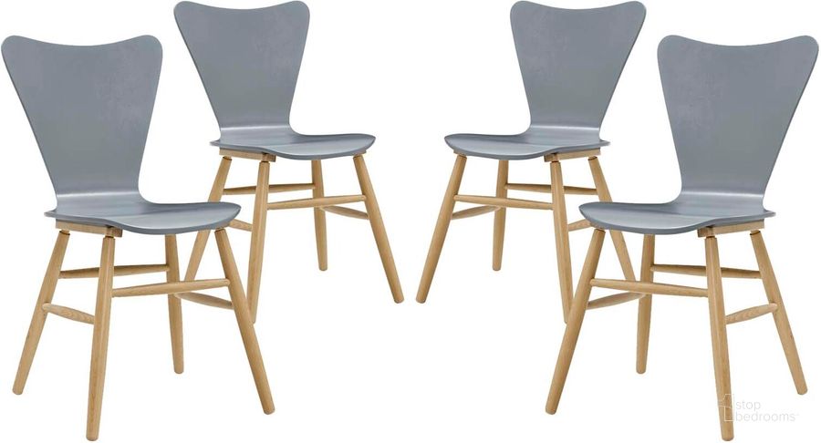 The appearance of Cascade Gray Dining Chair Set of 4 designed by Modway in the modern / contemporary interior design. This gray piece of furniture  was selected by 1StopBedrooms from Cascade Collection to add a touch of cosiness and style into your home. Sku: EEI-3380-GRY. Material: Wood. Product Type: Dining Chair. Image1
