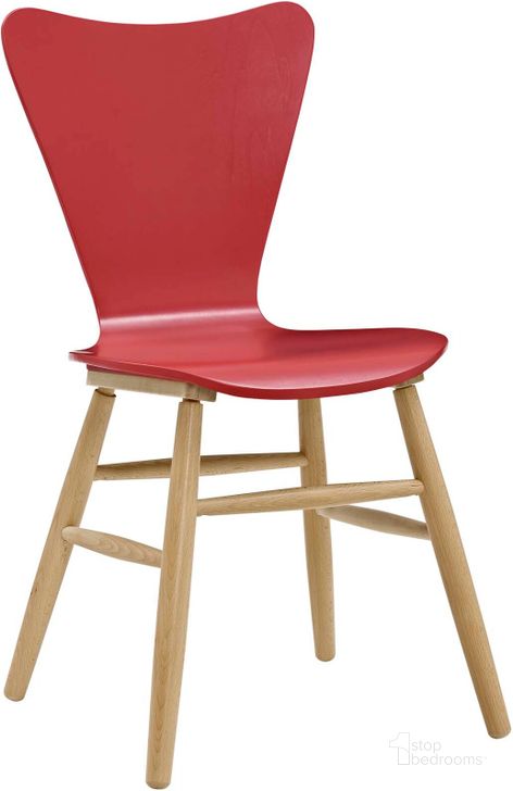 The appearance of Cascade Red Wood Dining Chair designed by Modway in the modern / contemporary interior design. This red piece of furniture  was selected by 1StopBedrooms from Cascade Collection to add a touch of cosiness and style into your home. Sku: EEI-2672-RED. Material: Wood. Product Type: Dining Chair. Image1