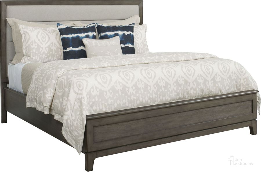 The appearance of Cascade Ross Cal King Upholstered Panel Bed Complete designed by Kincaid in the transitional interior design. This medium stain piece of furniture  was selected by 1StopBedrooms from Cascade Collection to add a touch of cosiness and style into your home. Sku: 863-327P. Bed Type: Panel Bed. Material: Wood. Product Type: Panel Bed. Bed Size: California King. Image1