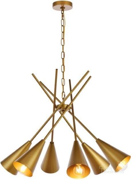 The appearance of Casen 32 Inch Pendant In Brass designed by Elegant Lighting in the transitional interior design. This brass piece of furniture  was selected by 1StopBedrooms from Casen Collection to add a touch of cosiness and style into your home. Sku: LD651D32BR. Product Type: Pendant Lighting. Material: Iron. Image1