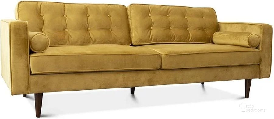 The appearance of Casey Gold Velvet Sofa designed by Ashcroft Furniture in the transitional interior design. This gold piece of furniture  was selected by 1StopBedrooms from Casey Collection to add a touch of cosiness and style into your home. Sku: AFC00175. Material: Wood. Product Type: Sofa. Image1