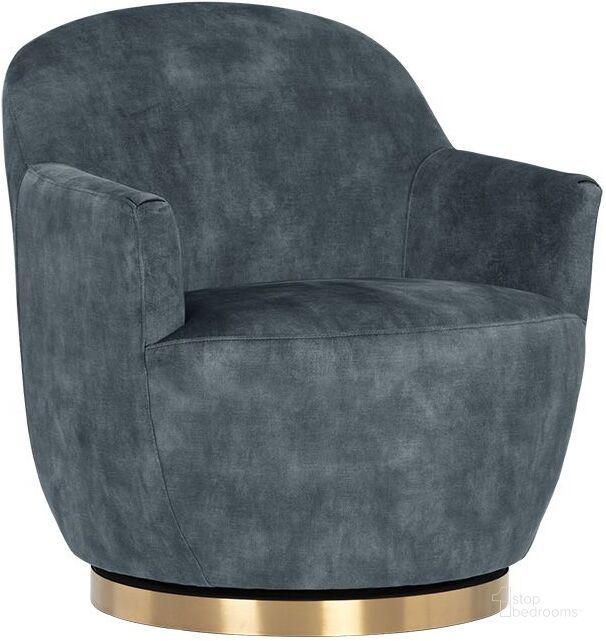 The appearance of Casey Swivel Lounge Chair - Nono Petrol designed by Sunpan in the modern / contemporary interior design. This blue piece of furniture  was selected by 1StopBedrooms from Casey Collection to add a touch of cosiness and style into your home. Sku: 106595. Material: Fabric. Product Type: Lounge Chair. Image1