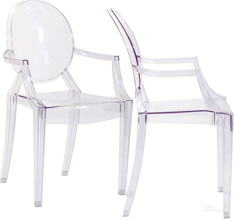 The appearance of Casper Clear Dining Arm Chair designed by Modway in the modern / contemporary interior design. This clear piece of furniture  was selected by 1StopBedrooms from Casper Collection to add a touch of cosiness and style into your home. Sku: EEI-905-CLR. Material: Wood. Product Type: Arm Chair. Image1