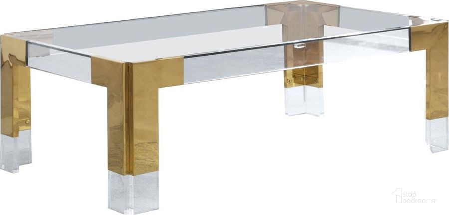 The appearance of Casper Coffee Table 201-CT designed by Meridian in the modern / contemporary interior design. This gold piece of furniture  was selected by 1StopBedrooms from Casper Collection to add a touch of cosiness and style into your home. Sku: 201-CT-1;201-CT-2. Product Type: Coffee Table. Material: Acrylic. Image1