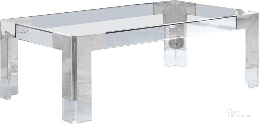The appearance of Casper Coffee Table 203-CT designed by Meridian in the modern / contemporary interior design. This chrome piece of furniture  was selected by 1StopBedrooms from Casper Collection to add a touch of cosiness and style into your home. Sku: 203-CT-1;203-CT-2. Product Type: Coffee Table. Material: Acrylic. Image1