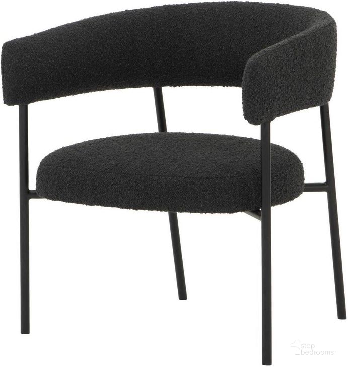 The appearance of Cassia Licorice Boucle Occasional Chair designed by Nuevo in the modern / contemporary interior design. This black piece of furniture  was selected by 1StopBedrooms from Cassia Collection to add a touch of cosiness and style into your home. Sku: HGSN156. Material: Fabric. Product Type: Accent Chair. Image1