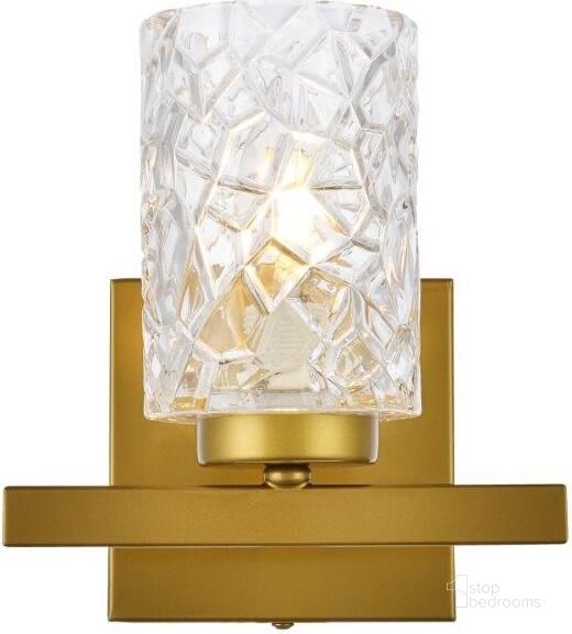 The appearance of Cassie 1 Light Bath Sconce In Brass With Clear Shade designed by Elegant Lighting in the transitional interior design. This brass piece of furniture  was selected by 1StopBedrooms from Cassie Collection to add a touch of cosiness and style into your home. Sku: LD7025W7BR. Material: Metal. Product Type: Vanity Light. Image1