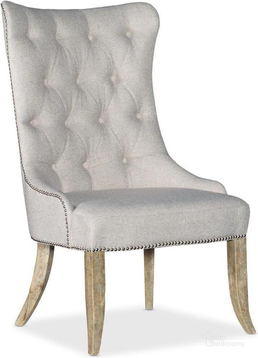 The appearance of Castella Tufted Dining Chair designed by Hooker in the traditional interior design. This medium wood piece of furniture  was selected by 1StopBedrooms from Castella Collection to add a touch of cosiness and style into your home. Sku: 5878-75511-80. Material: Fabric. Product Type: Dining Chair. Image1