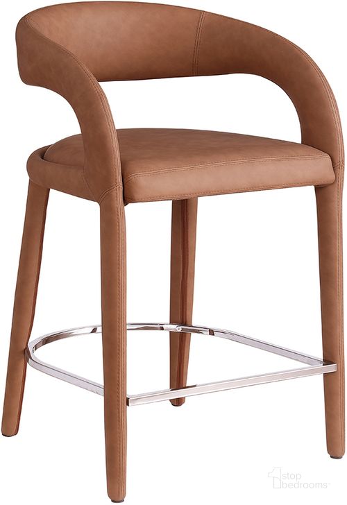 The appearance of Castilla Cognac Faux Leather Metal Counter Height Stool In Brown designed by Best Master Furniture in the transitional interior design. This brown piece of furniture  was selected by 1StopBedrooms from Castilla Collection to add a touch of cosiness and style into your home. Sku: C1023CCH. Material: Faux Leather. Product Type: Barstool. Image1
