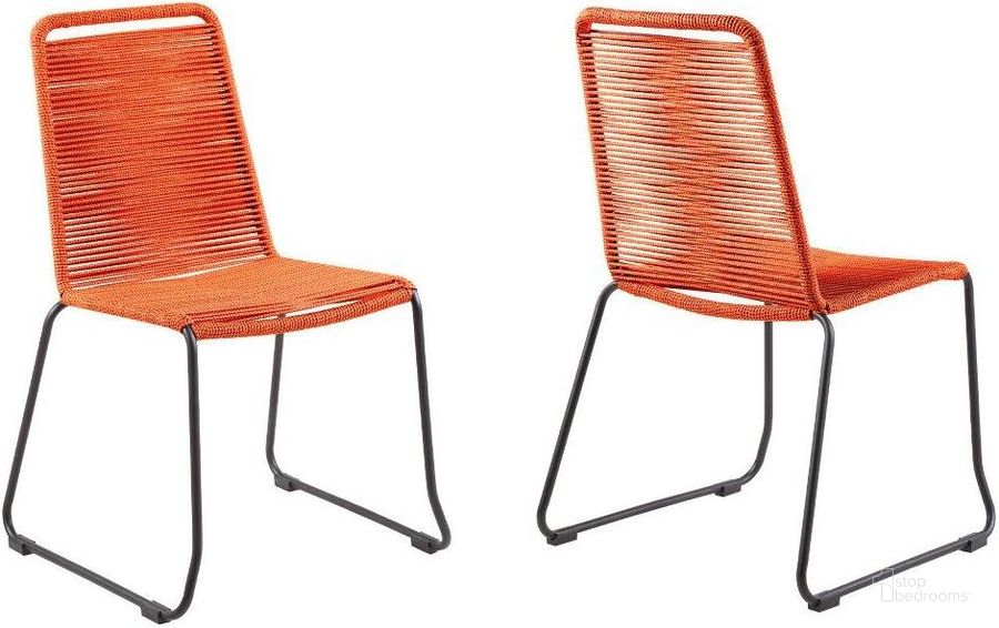 The appearance of Castillon Orange Dining Chair Set of 2 designed by Artisan Elegance in the modern / contemporary interior design. This tangerine piece of furniture  was selected by 1StopBedrooms from Castillon Collection to add a touch of cosiness and style into your home. Sku: LCSHSITNG. Material: Steel. Product Type: Outdoor Dining Chair. Image1