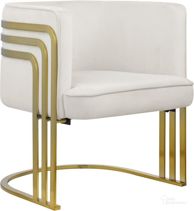 The appearance of Castledale Cream Velvet Accent Chair designed by Furnique in the modern / contemporary interior design. This cream velvet piece of furniture  was selected by 1StopBedrooms from Castledale Collection to add a touch of cosiness and style into your home. Sku: 533Cream. Product Type: Accent Chair. Material: Iron. Image1