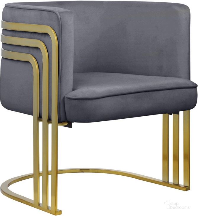 The appearance of Castledale Grey Velvet Accent Chair designed by Furnique in the modern / contemporary interior design. This grey velvet piece of furniture  was selected by 1StopBedrooms from Castledale Collection to add a touch of cosiness and style into your home. Sku: 533Grey. Product Type: Accent Chair. Material: Iron. Image1