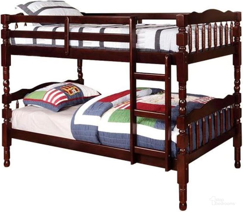 The appearance of Catalina Twin over Twin Bunk Bed (Dark Walnut) designed by Furniture of America in the traditional interior design. This dark walnut piece of furniture  was selected by 1StopBedrooms from Catalina Collection to add a touch of cosiness and style into your home. Sku: CM-BK606EX-1;CM-BK606EX-2. Bed Type: Bunk Bed. Material: Wood. Product Type: Bunk Bed. Bed Size: Twin Over Twin. Image1