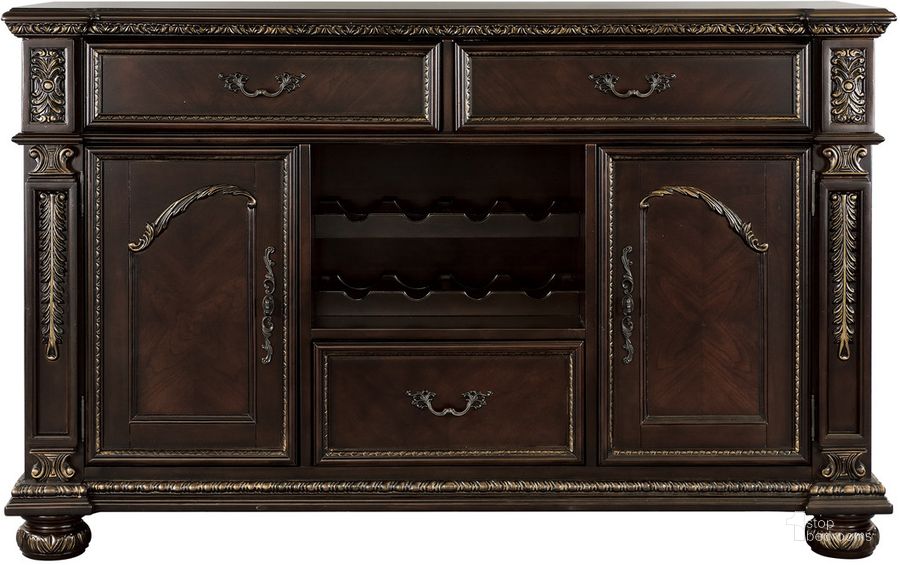 The appearance of Catalonia Dark Cherry Server designed by Homelegance in the traditional interior design. This brown piece of furniture  was selected by 1StopBedrooms from Catalonia Collection to add a touch of cosiness and style into your home. Sku: 1824-40. Material: Wood. Product Type: Buffets, Sideboards and Server. Image1