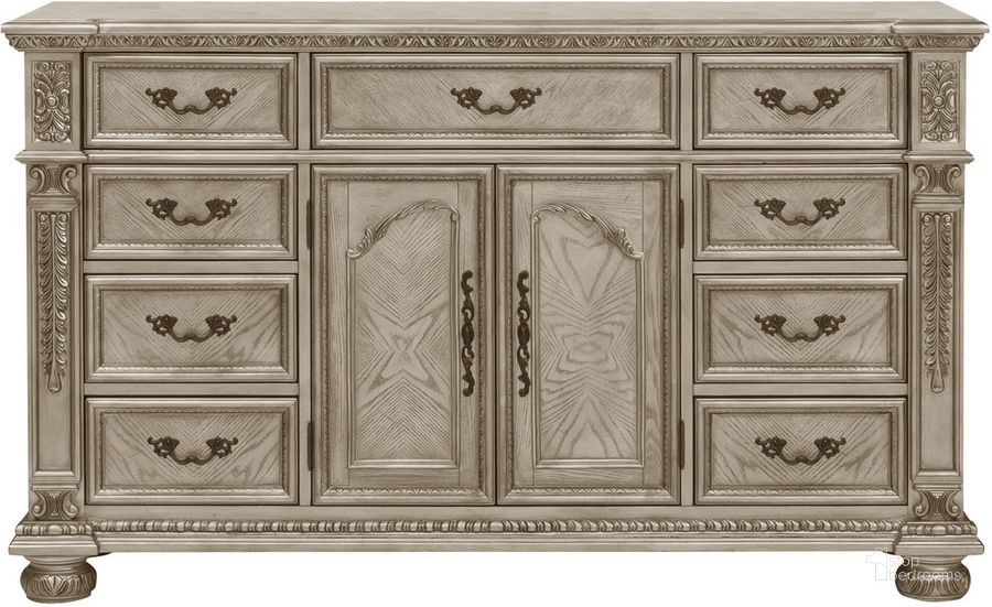 The appearance of Catalonia Platinum Gold Dresser designed by Homelegance in the traditional interior design. This gold piece of furniture  was selected by 1StopBedrooms from Catalonia Collection to add a touch of cosiness and style into your home. Sku: 1824PG-5. Material: Wood. Product Type: Dresser. Image1