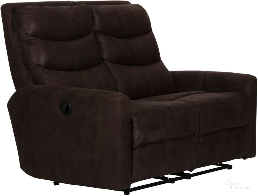 The appearance of Gill Reclining Loveseat In Chocolate designed by Catnapper in the traditional interior design. This chocolate piece of furniture  was selected by 1StopBedrooms from Gill Collection to add a touch of cosiness and style into your home. Sku: 264213099. Material: Fabric. Product Type: Reclining Loveseat. Image1
