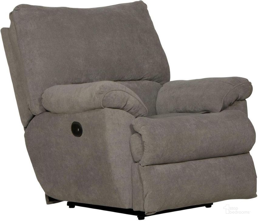 The appearance of Catnapper Sadler Power Lay Flat Recliner designed by Catnapper in the modern / contemporary interior design. This gray piece of furniture  was selected by 1StopBedrooms from Sadler Collection to add a touch of cosiness and style into your home. Sku: 624107187518. Material: Polyester. Product Type: Recliner. Image1