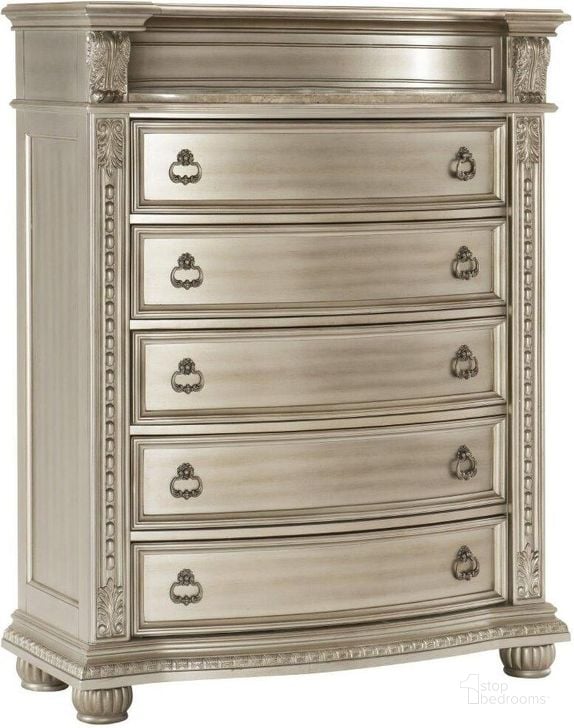The appearance of Cavalier Silver Chest designed by Homelegance in the transitional interior design. This silver piece of furniture  was selected by 1StopBedrooms from Cavalier Collection to add a touch of cosiness and style into your home. Sku: 1757SV-9. Material: Wood. Product Type: Chest. Image1