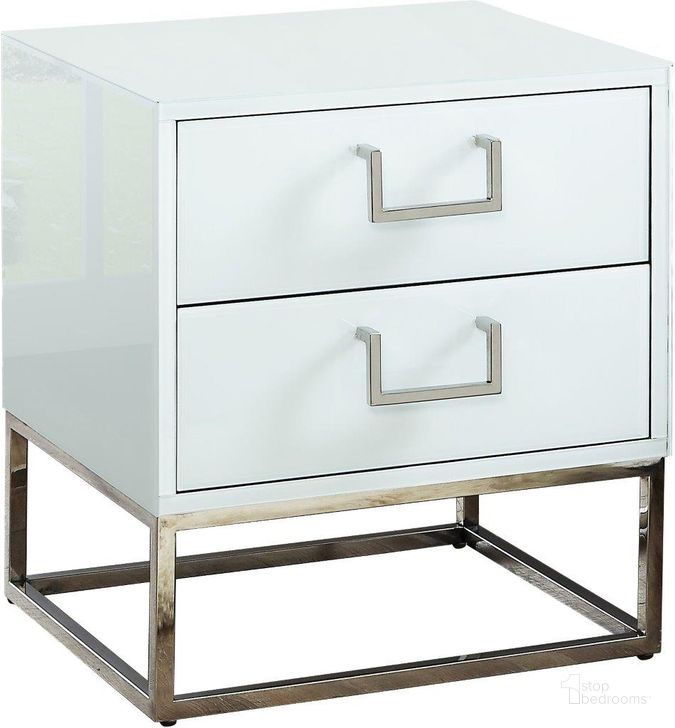 The appearance of Cavell White Nightstand 0qb2337364 designed by Furnique in the modern / contemporary interior design. This white piece of furniture  was selected by 1StopBedrooms from Cavell Collection to add a touch of cosiness and style into your home. Sku: 818. Material: Wood. Product Type: Side Table. Image1