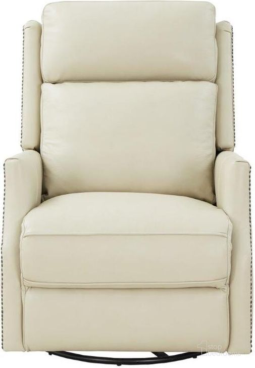 The appearance of Cavill Swivel Glider Recliner In Barone Parchment With Power Recline & Power Head Rest designed by BarcaLounger in the transitional interior design. This parchment piece of furniture  was selected by 1StopBedrooms from Cavill Collection to add a touch of cosiness and style into your home. Sku: 8PH4003570881. Material: Leather. Product Type: Recliner. Image1