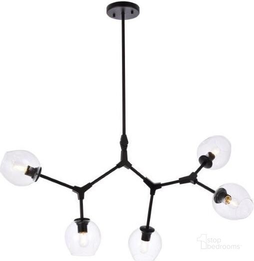 The appearance of Cavoli 5 Lights Black Chandelier designed by Elegant Lighting in the transitional interior design. This black piece of furniture  was selected by 1StopBedrooms from Cavoli Collection to add a touch of cosiness and style into your home. Sku: 1712D42BK. Product Type: Chandelier. Material: Iron. Image1