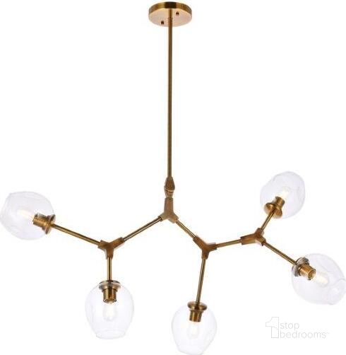 The appearance of Cavoli 5 Lights Brass Chandelier designed by Elegant Lighting in the transitional interior design. This brass piece of furniture  was selected by 1StopBedrooms from Cavoli Collection to add a touch of cosiness and style into your home. Sku: 1712D42BR. Product Type: Chandelier. Material: Iron. Image1