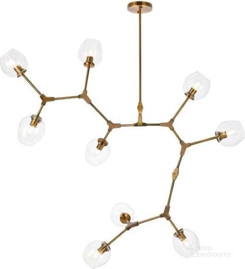 The appearance of Cavoli 9 Lights Brass Chandelier designed by Elegant Lighting in the transitional interior design. This brass piece of furniture  was selected by 1StopBedrooms from Cavoli Collection to add a touch of cosiness and style into your home. Sku: 1712G79BR. Product Type: Chandelier. Material: Iron. Image1