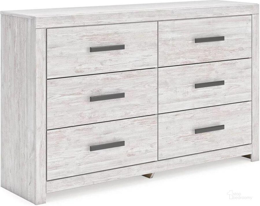 The appearance of Cayboni Dresser In Washed White designed by Signature Design by Ashley in the transitional interior design. This washed white piece of furniture  was selected by 1StopBedrooms from Cayboni Collection to add a touch of cosiness and style into your home. Sku: B3788-31. Material: Wood. Product Type: Dresser. Image1