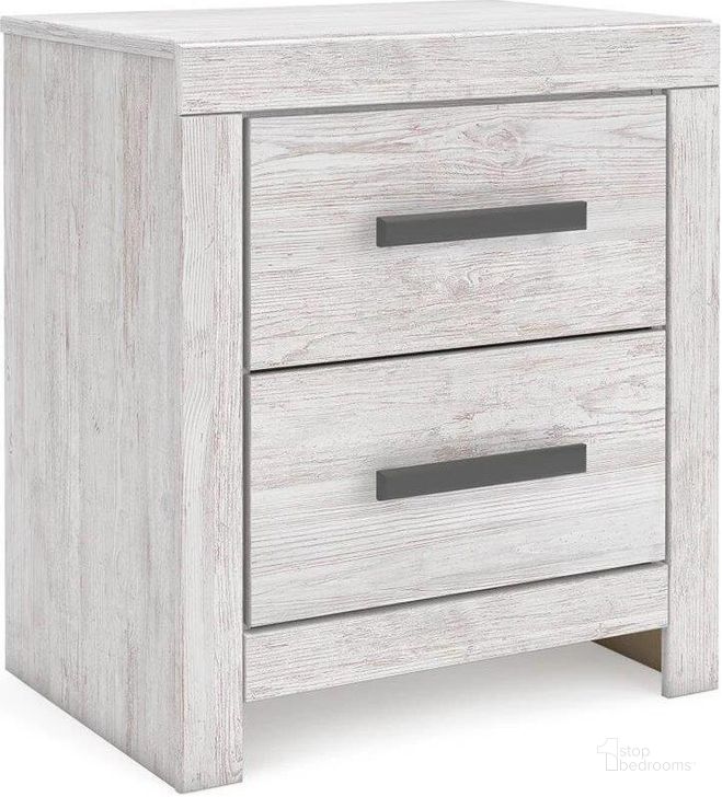 The appearance of Cayboni Nightstand In Washed White designed by Signature Design by Ashley in the transitional interior design. This washed white piece of furniture  was selected by 1StopBedrooms from Cayboni Collection to add a touch of cosiness and style into your home. Sku: B3788-92. Material: Wood. Product Type: Nightstand. Image1
