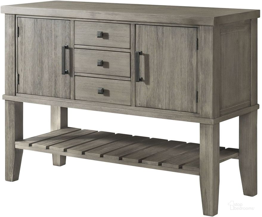 The appearance of Cayetano Gray Servers, Sideboard & Buffet designed by Off 5th Home in the transitional interior design. This gray piece of furniture  was selected by 1StopBedrooms from Cayetano Collection to add a touch of cosiness and style into your home. Sku: HURDG9010. Material: Wood. Product Type: Buffets, Sideboards and Server. Image1
