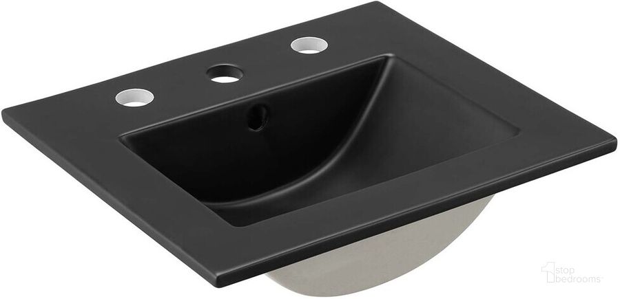 The appearance of Cayman 18 Inch Bathroom Sink In Black designed by Modway in the modern / contemporary interior design. This black piece of furniture  was selected by 1StopBedrooms from Cayman Collection to add a touch of cosiness and style into your home. Sku: EEI-5068-BLK. Material: Ceramic. Product Type: Bathroom Sink. Image1