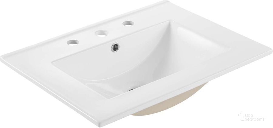 The appearance of Cayman 24 Inch Bathroom Sink designed by Modway in the modern / contemporary interior design. This white piece of furniture  was selected by 1StopBedrooms from Cayman Collection to add a touch of cosiness and style into your home. Sku: EEI-3766-WHI. Material: Ceramic. Product Type: Bathroom Sink. Image1