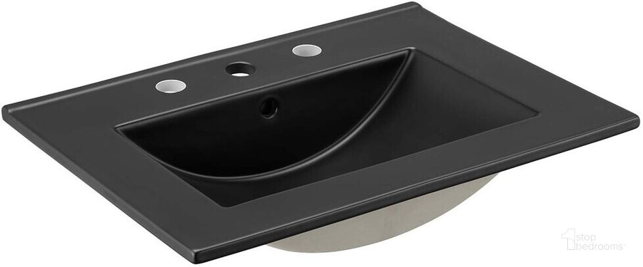 The appearance of Cayman 24 Inch Bathroom Sink In Black designed by Modway in the modern / contemporary interior design. This black piece of furniture  was selected by 1StopBedrooms from Cayman Collection to add a touch of cosiness and style into your home. Sku: EEI-5069-BLK. Material: Ceramic. Product Type: Bathroom Sink. Image1