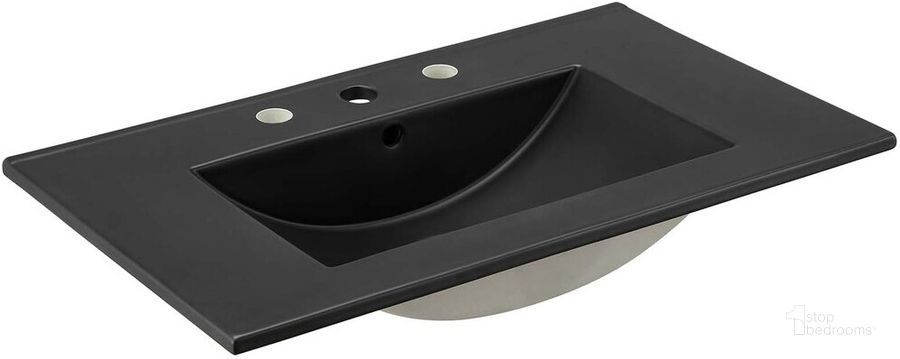 The appearance of Cayman 30 Inch Bathroom Sink In Black designed by Modway in the modern / contemporary interior design. This black piece of furniture  was selected by 1StopBedrooms from Cayman Collection to add a touch of cosiness and style into your home. Sku: EEI-5070-BLK. Material: Ceramic. Product Type: Bathroom Sink. Image1