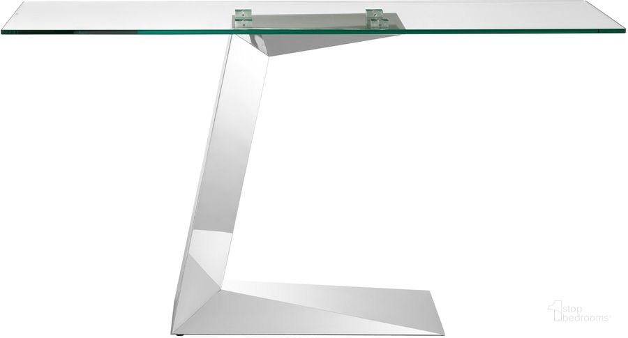The appearance of Cecilia Console Table In Clear Bent Glass designed by Casabianca Home in the modern / contemporary interior design. This clear piece of furniture  was selected by 1StopBedrooms from Cecilia Collection to add a touch of cosiness and style into your home. Sku: CB-01C. Product Type: Console Table. Material: Stainless Steel. Image1