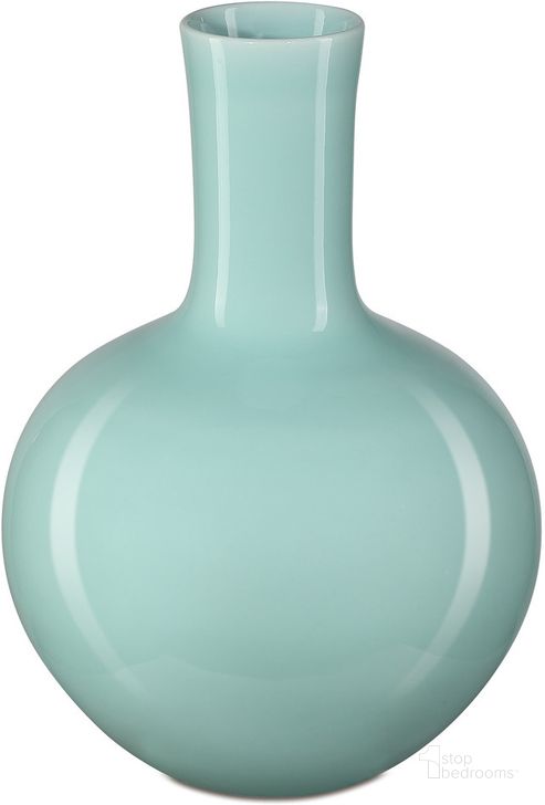 The appearance of Celadon Small Green Straight Neck Vase designed by Currey & Company in the modern / contemporary interior design. This green piece of furniture  was selected by 1StopBedrooms from Celadon Collection to add a touch of cosiness and style into your home. Sku: 1200-0670. Material: Porcelain. Product Type: Vase. Image1