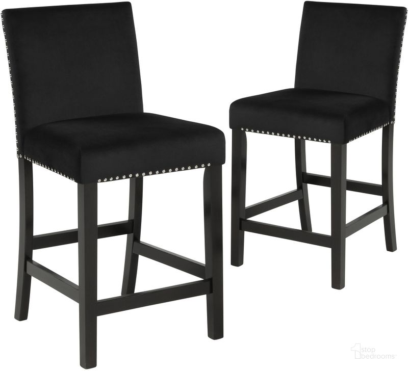 The appearance of Celeste Black Counter Height Chair Set Of 2 designed by New Classic in the transitional interior design. This black piece of furniture  was selected by 1StopBedrooms from Celeste Collection to add a touch of cosiness and style into your home. Sku: D400-22-BLK. Product Type: Counter Height Chair. Image1