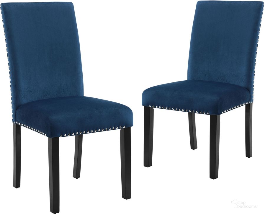 The appearance of Celeste Blue Dining Side Chair Set Of 2 designed by New Classic in the transitional interior design. This blue piece of furniture  was selected by 1StopBedrooms from Celeste Collection to add a touch of cosiness and style into your home. Sku: D400-20-BLU. Product Type: Side Chair. Image1