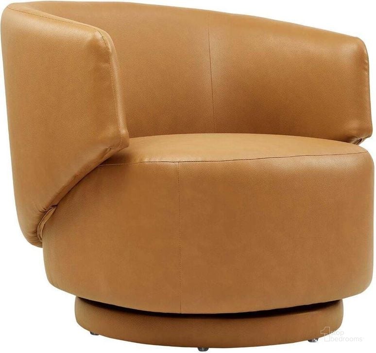 The appearance of Celestia Vegan Leather Fabric And Wood Swivel Chair In Tan designed by Modway in the modern / contemporary interior design. This tan piece of furniture  was selected by 1StopBedrooms from Celestia Collection to add a touch of cosiness and style into your home. Sku: EEI-6358-TAN. Product Type: Swivel Chair. Material: Plywood. Image1