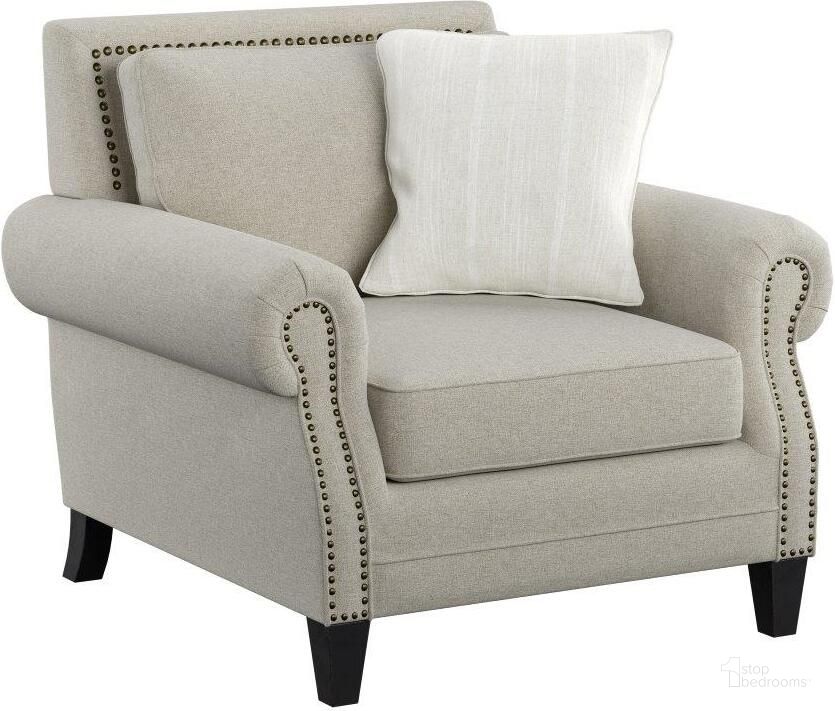 The appearance of Celia Accent Chair In Saxon Beige designed by Emerald Home Furnishings in the traditional interior design. This beige piece of furniture  was selected by 1StopBedrooms from Celia Collection to add a touch of cosiness and style into your home. Sku: U3910-02-09. Product Type: Accent Chair. Material: Rubberwood. Image1