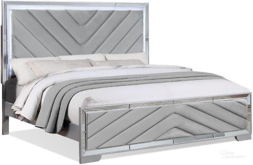 The appearance of Celina Silver Mirrored Trim King Bed With Led Lights In Silver designed by US Tamex in the modern / contemporary interior design. This silver piece of furniture  was selected by 1StopBedrooms from Celina Collection to add a touch of cosiness and style into your home. Sku: 52633K-FB;52633K-HB;52633K-RL. Bed Type: Panel Bed. Material: Wood. Product Type: Panel Bed. Bed Size: King. Image1