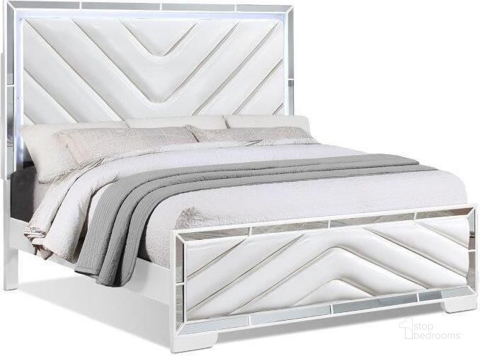 The appearance of Celina White Queen Bed With Led Lights In White designed by US Tamex in the modern / contemporary interior design. This white piece of furniture  was selected by 1StopBedrooms from Celina Collection to add a touch of cosiness and style into your home. Sku: 52634Q-FB;52634Q-HB;52634Q-RL. Bed Type: Panel Bed. Material: Wood. Product Type: Panel Bed. Bed Size: Queen. Image1