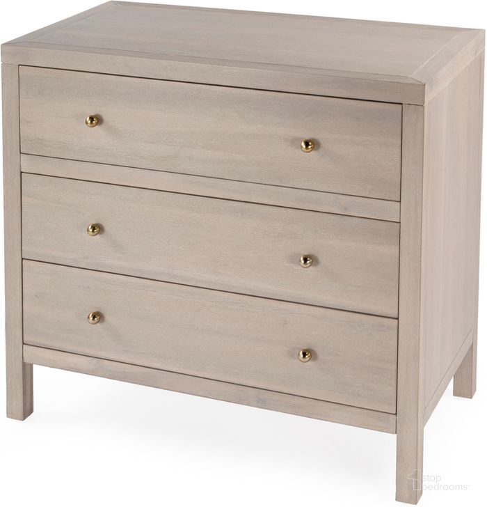 The appearance of Celine 3 Drawer Dresser In Taupe designed by Butler Specialty Company in the traditional interior design. This taupe piece of furniture  was selected by 1StopBedrooms from Celine Collection to add a touch of cosiness and style into your home. Sku: 5731450. Material: Wood. Product Type: Dresser. Image1