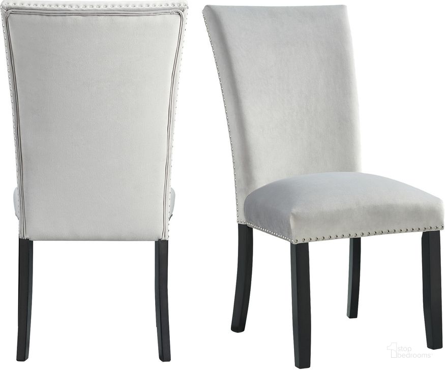 The appearance of Celine Gray Velvet Side Chair Set Of 2 designed by Picket House in the transitional interior design. This gray piece of furniture  was selected by 1StopBedrooms from Celine Collection to add a touch of cosiness and style into your home. Sku: CFC300VSC. Product Type: Side Chair. Material: Rubberwood. Image1