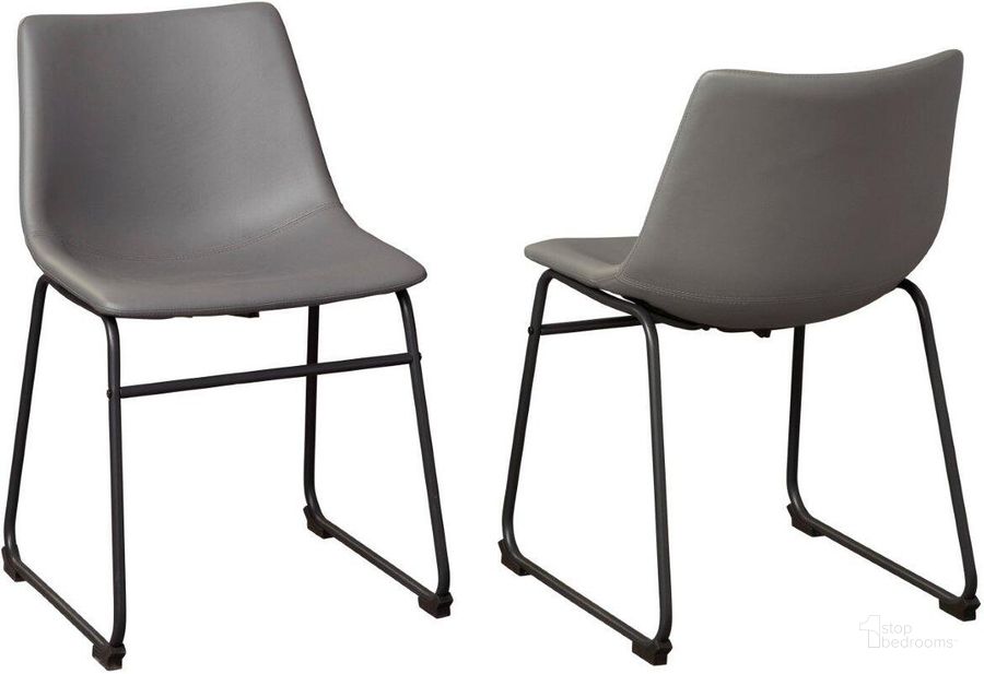 The appearance of Centiar Gray Side Chair Set of 2 designed by Signature Design by Ashley in the industrial interior design. This gray piece of furniture  was selected by 1StopBedrooms from Centiar Collection to add a touch of cosiness and style into your home. Sku: D372-08. Material: Metal. Product Type: Dining Chair. Image1