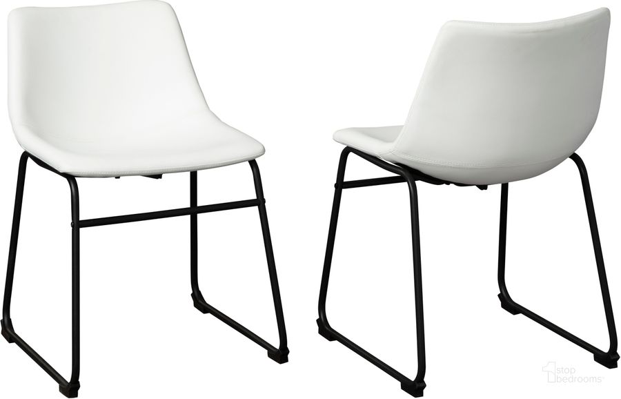 The appearance of Centiar White Side Chair Set of 2 designed by Signature Design by Ashley in the industrial interior design. This white piece of furniture  was selected by 1StopBedrooms from Centiar Collection to add a touch of cosiness and style into your home. Sku: D372-07. Material: Metal. Product Type: Dining Chair. Image1